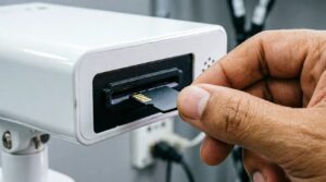 Установка карты памяти в слот камеры видеонаблюдения